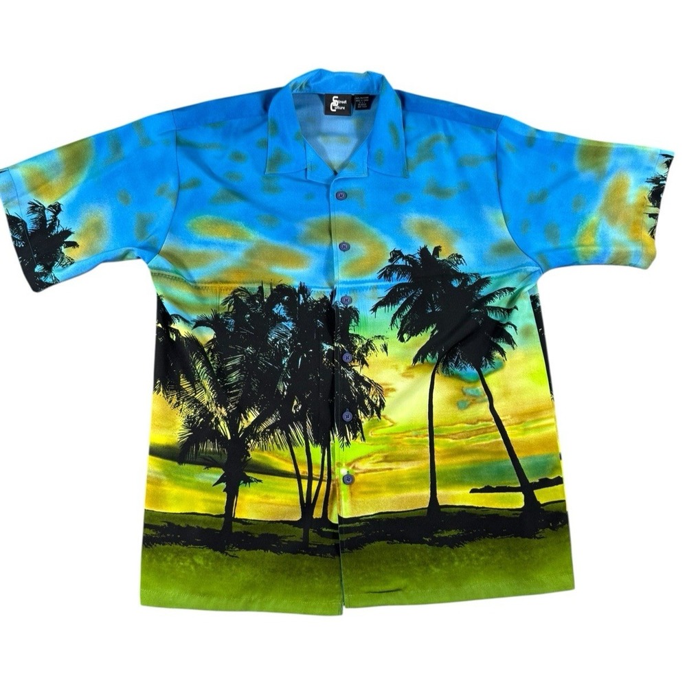 VTG Y2K Street Culture Hawaiian Tropical Style Button Down Shirt Size XL